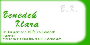 benedek klara business card